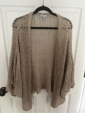 Susina Open-Weave Taupe Cardigan